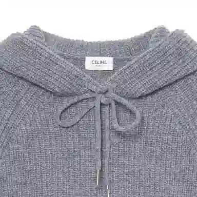 CELINE Logo Wool Hoodie Gray
