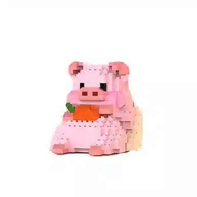 雄俊 可爱乐高积木卡通贪吃猪 益智拼装 玩具