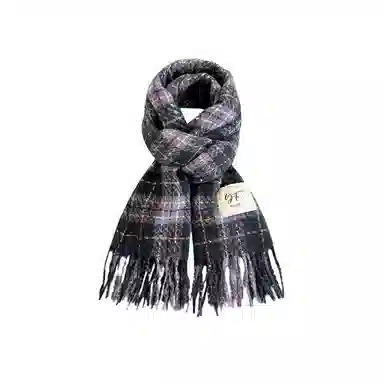 北极绒 韩系格子冬季加厚外搭保暖 绒线围巾 男女同款情侣款