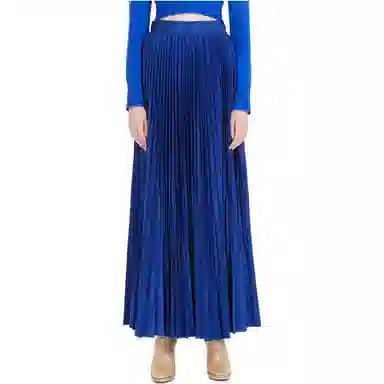 MaxMara Pleated High Waist Long Skirt Blue