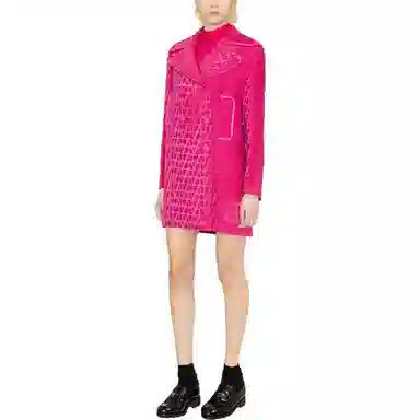 Valentino SS23 Logo Jacquard Double-Breasted Coat Pink