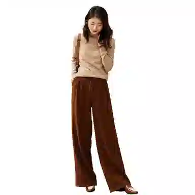 恒源祥 纯色休闲半高领针织套头毛衣 女款