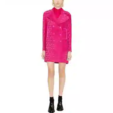 Valentino SS23 Logo Jacquard Double-Breasted Coat Pink