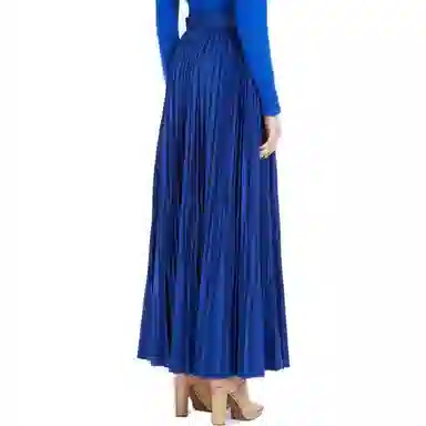 MaxMara Pleated High Waist Long Skirt Blue