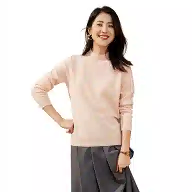 恒源祥 纯色休闲半高领针织套头毛衣 女款