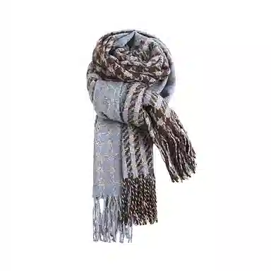 北极绒 韩版格子保暖千鸟格 绒线围巾 男女同款情侣款