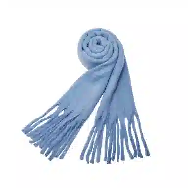 纳兰杜 纯色秋冬加厚氛围感 聚酯纤维 绒线围巾 女款 天使蓝