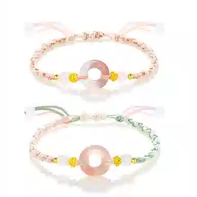 零界 如意平安五彩绳 岁岁平安扣新中式转运珠 国风小众拼接两色设计感手工编绳 琉璃 玉石手链 男女同款情侣款