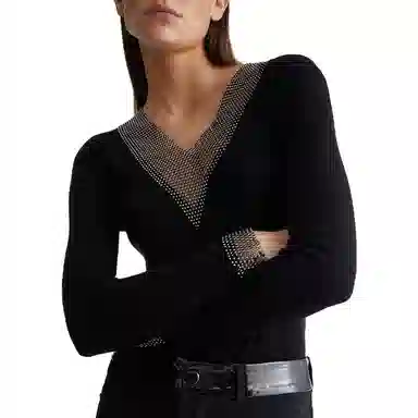 LIUJO UOMO SS23 Eco Friendly Jumper With Rhinestones V