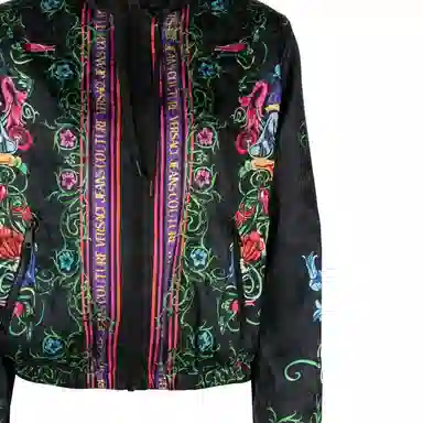 Versace Jeans Couture SS23 Floral Logo Hoodie Jacket Black