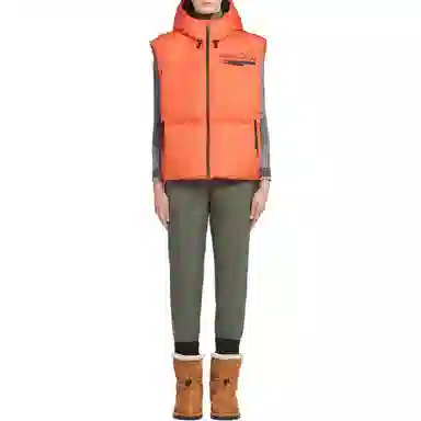 Prada Logo Multi-Pocket Zipper Vest Orange
