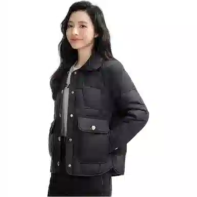 鸭鸭 纯色衬衫领轻薄时尚百搭羽绒服 女款