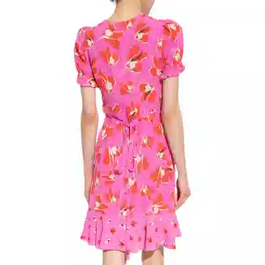 DIANE VON FURSTENBERG Floral Printed V-Neck Dress V