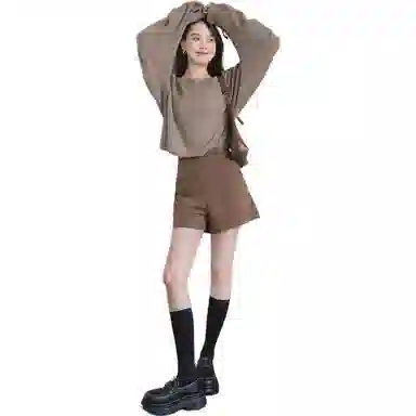 美洋 纯色圆领长袖针织衫 女款