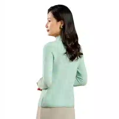 恒源祥 休闲半高领撞色提花针织羊绒衫 女款