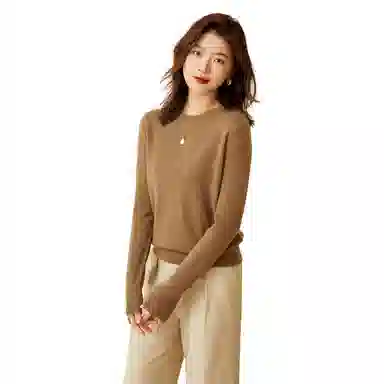 恒源祥 纯色圆领套头羊绒衫 女款