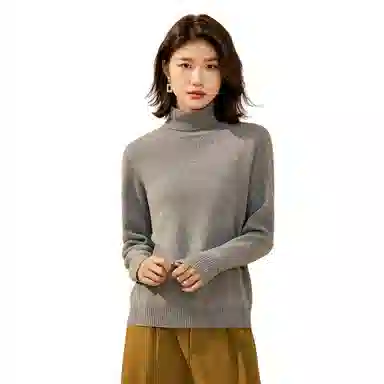 恒源祥 厚款保暖高领套头纯色毛衣 女款