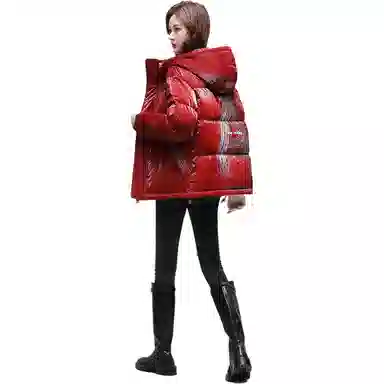 鸭鸭 字母拉链连帽羽绒服 女款