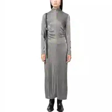 MSGM Solid Crewneck Dress Gray