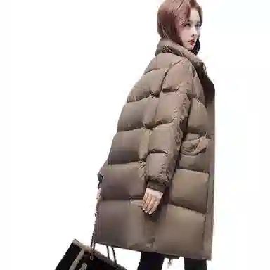 鸭鸭 宽松中长款立领茧型百搭保暖通勤韩系羽绒服 女款