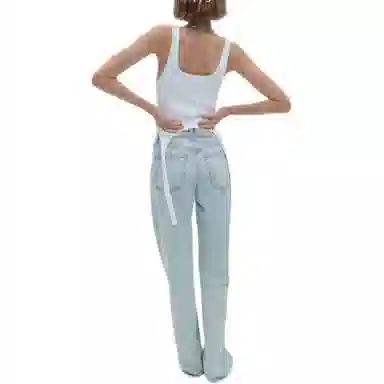 ZARA High Waist Wide Leg Jeans Light Blue