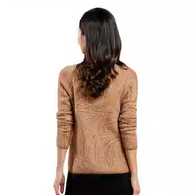 恒源祥 休闲半高领撞色提花针织羊绒衫 女款