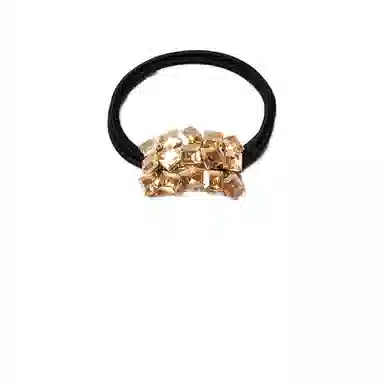 左欧 韩国气质高端扎丸子头轻奢方块 弹力绳/合金/水钻 头绳 女款 香槟色/银灰色/银白色