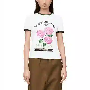 LOEWE SS23 Colorblock Logo Floral T-Shirt White
