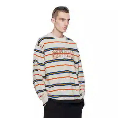 New Era FW22 Striped Embroidered Sweatshirt White