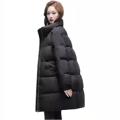 鸭鸭 宽松中长款立领茧型百搭保暖通勤韩系羽绒服 女款
