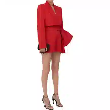 Alexander McQueen Cropped Tuxedo Jacket In Lust Red