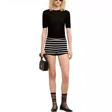 AMIPARIS Beaded Crew Neck Cropped T-Shirt T