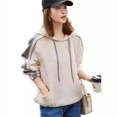 【dme】 宽松拼接休闲连帽卫衣 女款