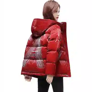 鸭鸭 字母拉链连帽羽绒服 女款