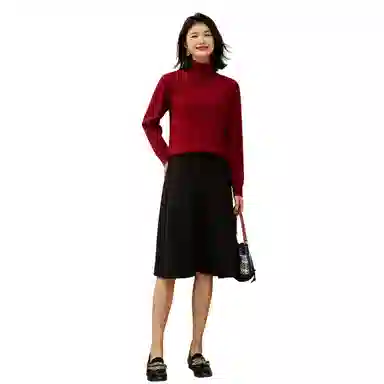 恒源祥 厚款保暖高领套头纯色毛衣 女款