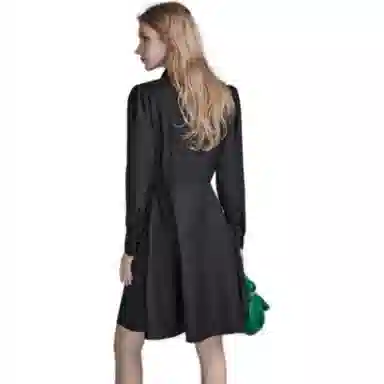 【dme】 翻领泡泡袖长袖连衣裙 黑色