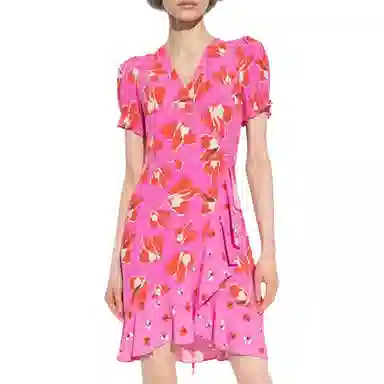 DIANE VON FURSTENBERG Floral Printed V-Neck Dress V