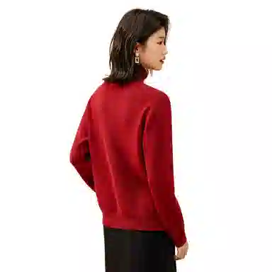 恒源祥 厚款保暖高领套头纯色毛衣 女款