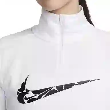 Nike Swoosh Half-Zip Long Sleeve Tee White