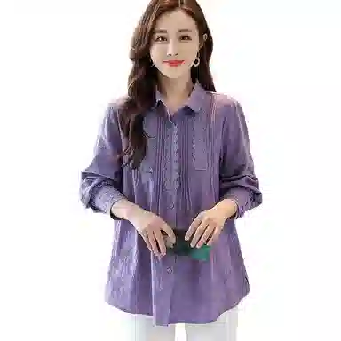 恒源祥 纯色纽扣休闲长袖衬衫 女款