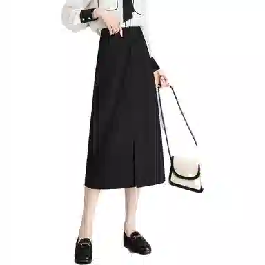 【dme】 纯色高腰半身休闲长裙 女款 黑色