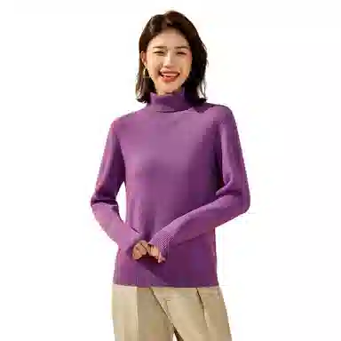 恒源祥 厚款保暖高领套头纯色毛衣 女款