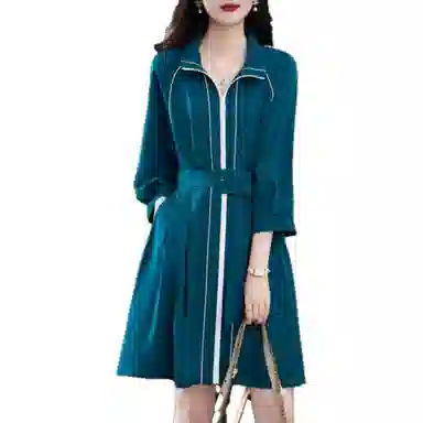 【dme】 休闲宽松简约高领长袖连衣裙