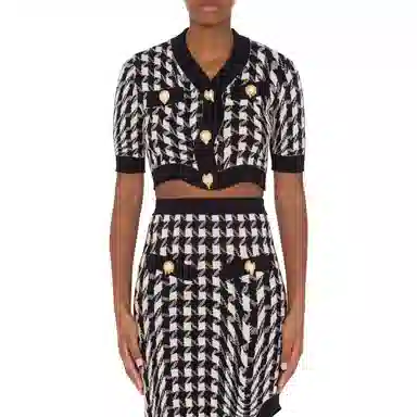 MOSCHINO Stretch Knit Cropped Jacket Black