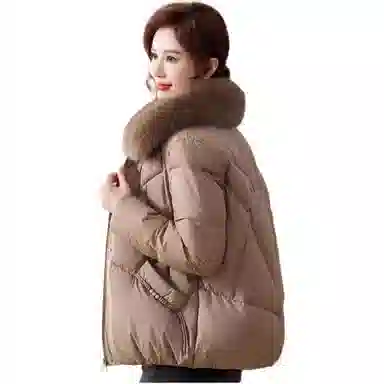 雅鹿 加厚毛领合身中长款长袖羽绒服 女款