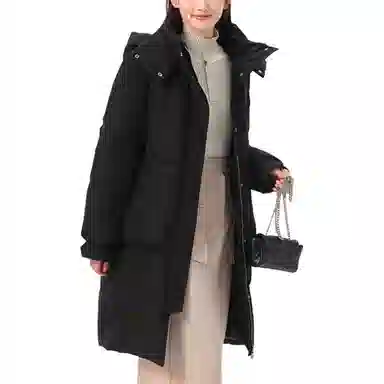 坦博尔 中长款宽松老花加厚羽绒服 女款