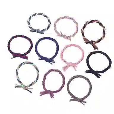 贯古今 十根装拼色麻花辫橡皮筋加粗气质高马尾不伤发日常专用 布艺 发圈 女款