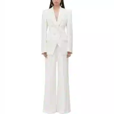 Alexander McQueen Double Breasted Cut Away Jacket In Ivory