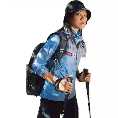 探路者 轻薄透气连帽拉链长袖防晒服 女款 云雾蓝