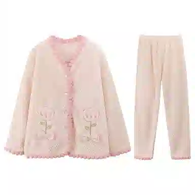 兰缪 可爱保暖休闲加厚家居服睡衣套装 女款 图色